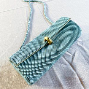 Vintage 1960s Powder Blue Beaded Mini Purse / Clutch